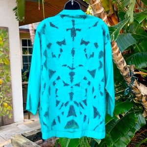 Orchids cut work and embroidered jacket or duster